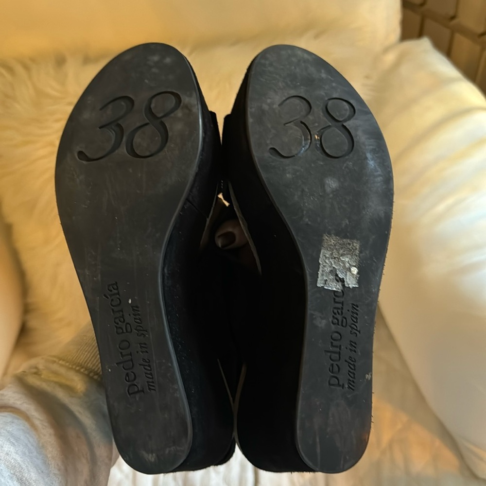 Pedro Garcia Black Suede Wedge Heels - Picture 3 of 4